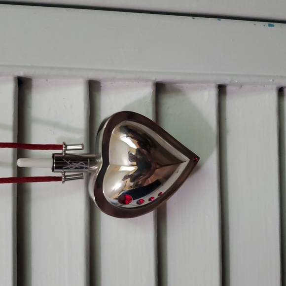 YSL Silver Heart Pendant with Red Accents - Picture 6 of 7